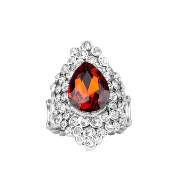 Hollywood Heiress Bling Orange Brown Stretchy Band Ring - Picture 2 of 2